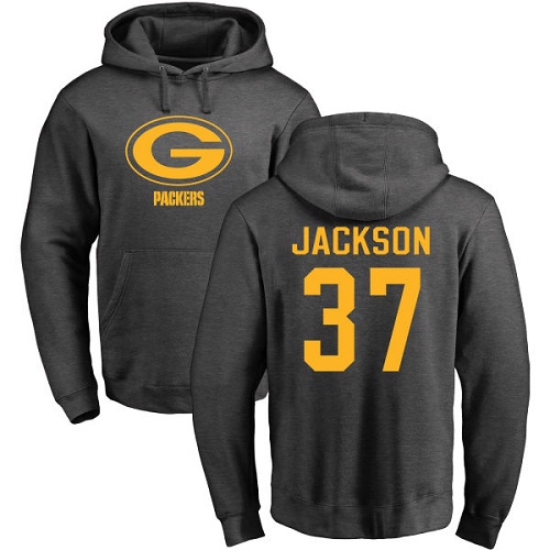 Men Green Bay Packers Ash #37 Jackson Josh One Color Nike NFL Pullover Hoodie Sweatshirts->nfl t-shirts->Sports Accessory